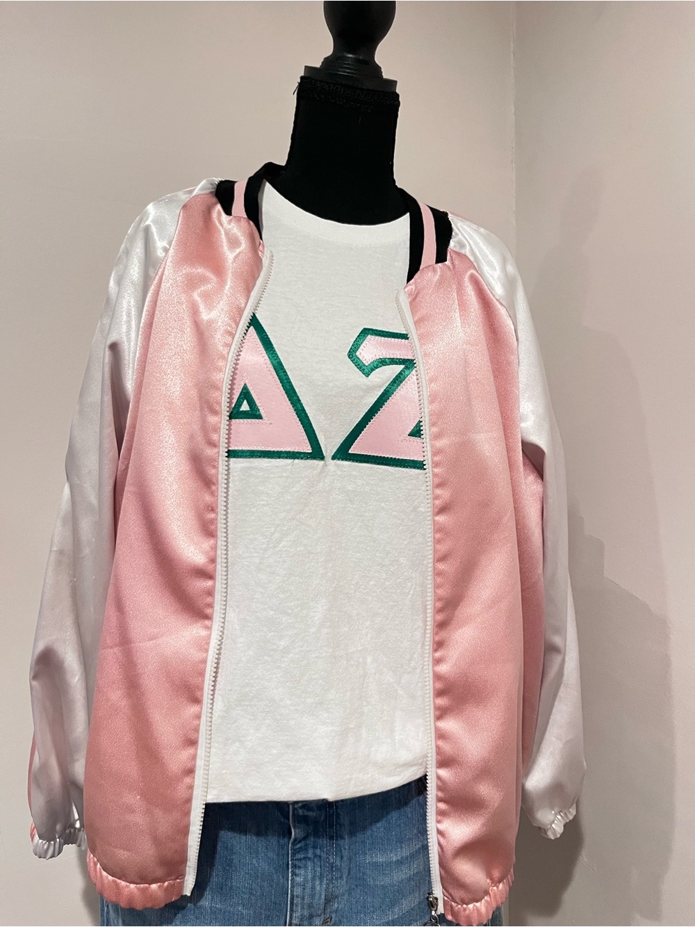 Pink and White Satin Jacket - Lightweight